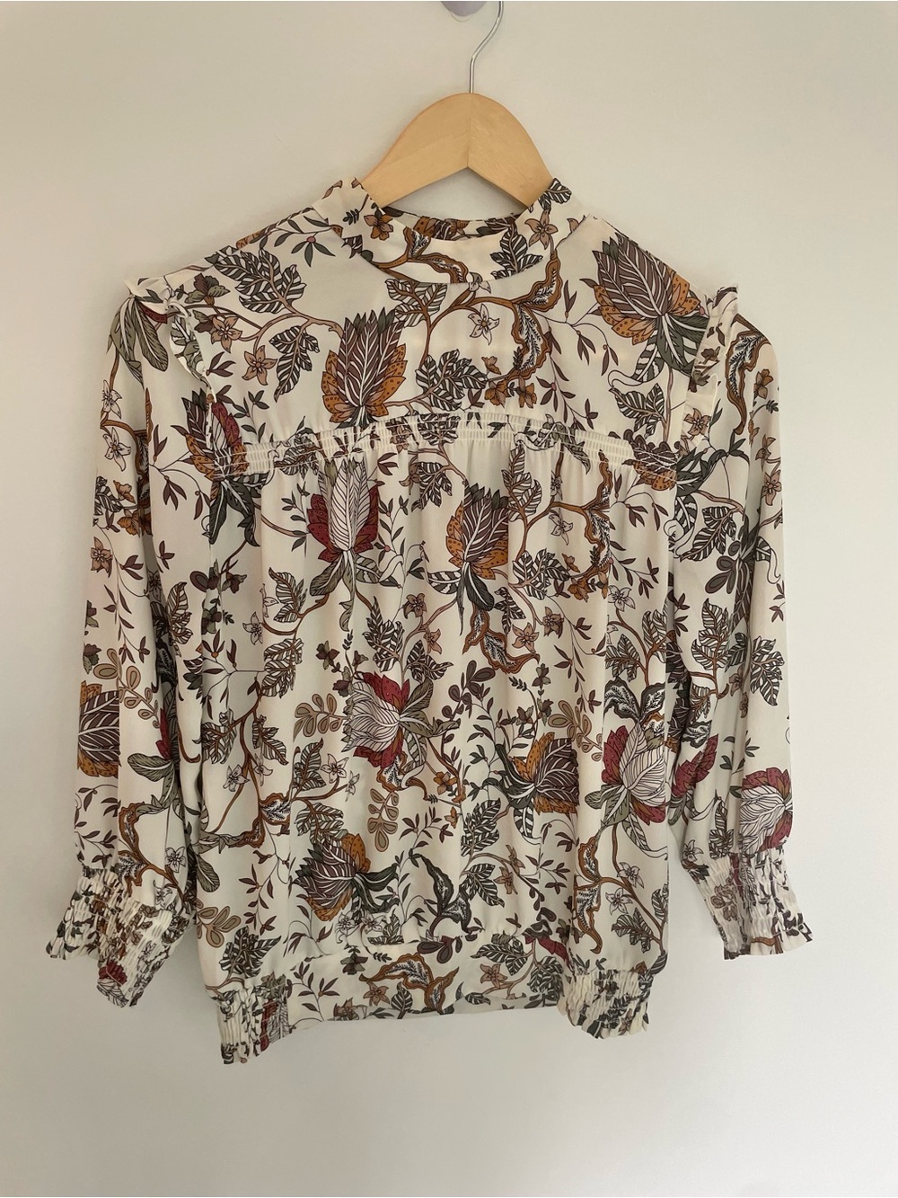 Reitmans Cream Floral Long-Sleeve Peasant Blouse
